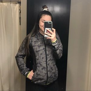 Nike Jacket, Camo, Lined with Bright Lime Color